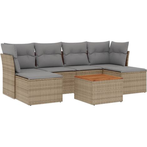 Maison Exclusive - Set sofás de jardín 7 piezas y cojines ratán s (1/3)