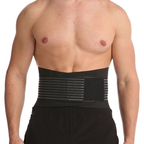 Belt of support lombaire for the port of loads loads, with double strap adjustable