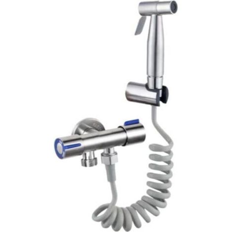 Kit Douchette WC Kit Complet avec Douchette Toilette WC, Robinet WC 3 voies et Tuyau Toilette Kit hygiene wc (douchette intime, Flexible WC et Pulvéri (1/5)