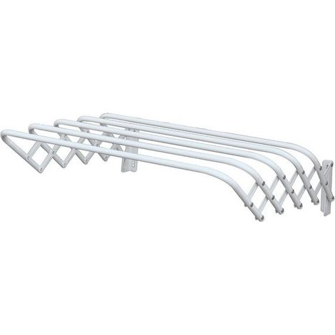 MSV – Etendoir à suspendre mural 5m en acier blanc – Construction robuste – Gain d'espace optimal pour petites buanderies et balcons