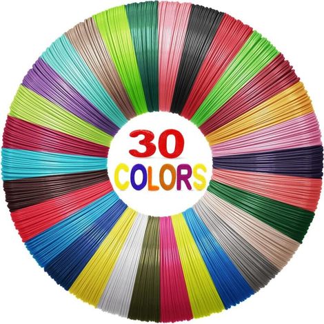 Filament Stylo 3D, 30 Couleurs 1,75MM Recharge 3D Pen Filament, Total 90M pour Fil Stylo 3D, Compatible avec SCRIB3D, MYNT3D, SAYWE et Acdolf Stylo D'Impression 3D ( Stylo 3D non inclus ) (1/4)