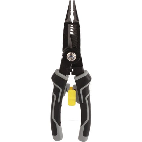 Pince multifonction grise acier haute carbone poignée caoutchouc dénudeur sertisseuse coupe-câble (1/5)