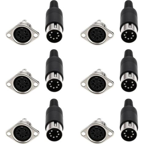 Adattatori a saldare DIN maschio e femmina a 7 pin – Confezione da 6 per montaggio a pannello, apparecchiature digitali e segnali video