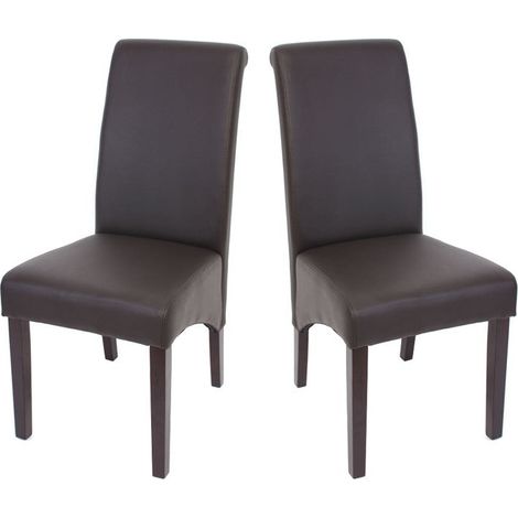 Juego de 2 sillas de comedor en sintético marrón mate patas oscuras CDS04025 (1/5)