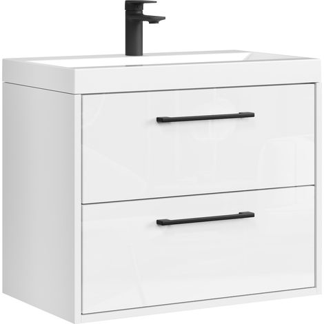 Set mobili da bagno Florence 01 60 cm – Bianco lucido – chiusura ammortizzata