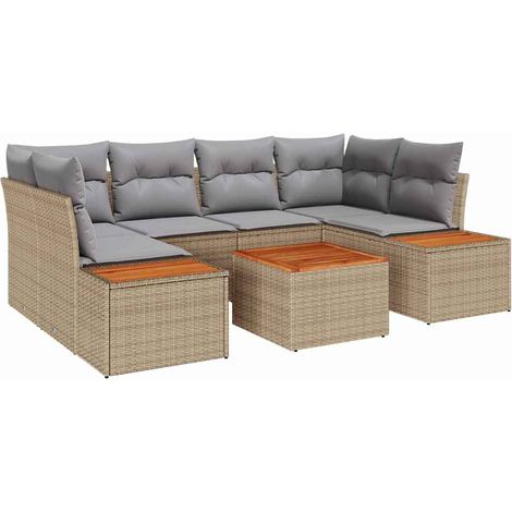 Garden Sofa Set 7 pcs Beige Poly rattan vidaXL (1/5)