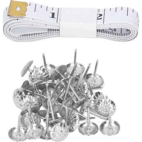 100 dekorative Polsternägel, Rundkopf, Kohlenstoffstahl, Silber, Möbelset (1/5)