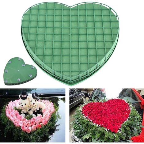 Mousse Florale Coeur - 1 Pièce - 30x32,5cm - Avec Grille Et Ventouse - Pour Mariage Et Décoration (1/5)