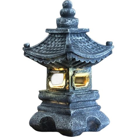 Lampes solaires vintage pour jardin, décoration de paysage en résine Décoration néoclassique grise pour allée, patio, mariage, lampe de cour résistante aux intempéries, 18 x 17 x 31,5 cm (1/5)