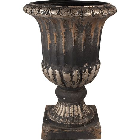 Pot de Fleurs Décoratif Style Baroque en Magnésium MGO Marron et Noir Ø 49 x 72 cm - PANGIVO (1/3)