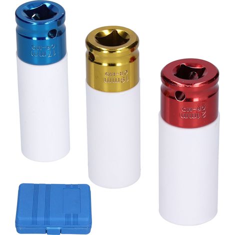 Manchon pneumatique en acier au Chrome Vanadium, 3 pièces, résistant aux chocs, couleur, Protection des pneus, douille de Protection