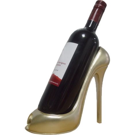 Support-Bouteille - Forme Chaussure Talon Haut - Décor Cuisine Salon - Résine - 22 x 10 x 19 cm - 1 Pièce (1/2)
