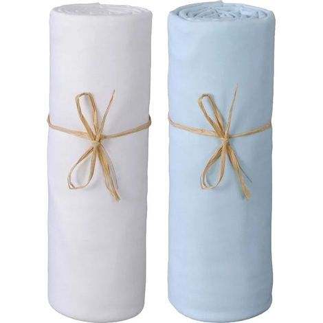 Lot de 2 draps housse lit bébé 60 x 120 cm – 100% coton – 57 fils/cm² – Confortable et doux – Excellente tenue des coloris au lavage – Univers Decor