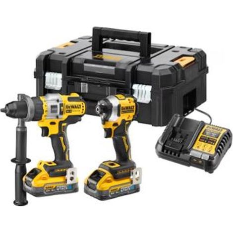 Dewalt – Pack 2 outils électroportatifs – Perceuse percussion DCD999 – Visseuse à chocs DCF850 – 2 batteries 18V POWERSTACK 5Ah – SKU DCK2052H2TQW (1/5)