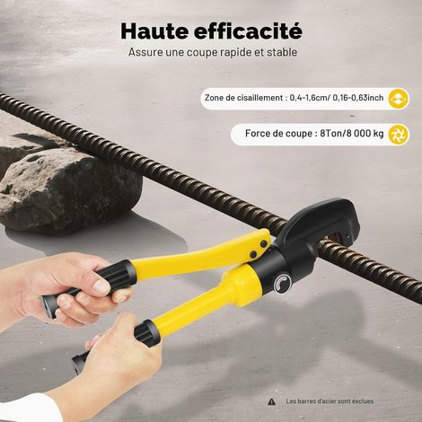 Coupe Fer à Béton Hydraulique, Cisaille Manuelle 8 Tonnes pour Acier Haute Dureté, Outil de Tronçonnage Portatif avec Coffret Professionnel, Coupe Précise 4-16mm pour Chantier Bâtiment Maçonnerie (1/5)