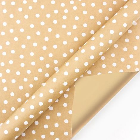 Rouleaux de papier cadeau de Noël - 43 cm x 3 m/rouleau - Parfaits pour emballer les cadeaux de Noël et décorer les fêtes, à pois blancs (1/5)