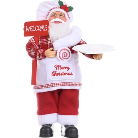 Figurine Père Noël Décorative Mignon Pour Décoration Intérieure Table De Fête Maison Style Festif Statue debout Modèle Chef Sans Biscuit-KZQ (1/5)