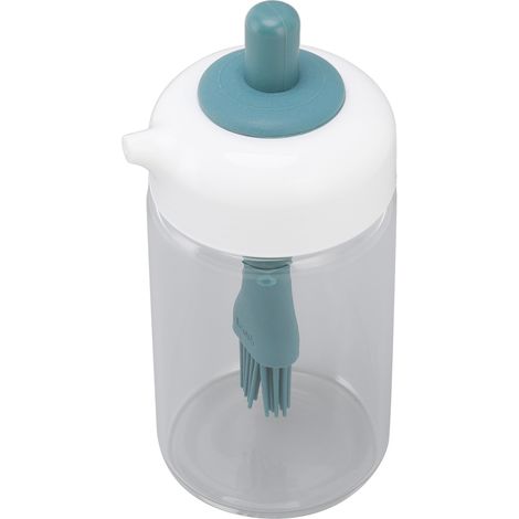 Bouteille d'huile en verre avec pinceau silicone 230ml - distributeur 2 en 1 vert foncé pour cuisine