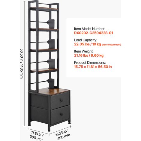 VEVOR Media Storage Cabinet, 4-Shelf DVD Shelf Organizer with Drawers, 40 x 30 x 143.5 cm Multimedia Storage Organizer for CDs, DVDs, Books and Games, CD Cabinet for Living Room, Home Office (1/4)