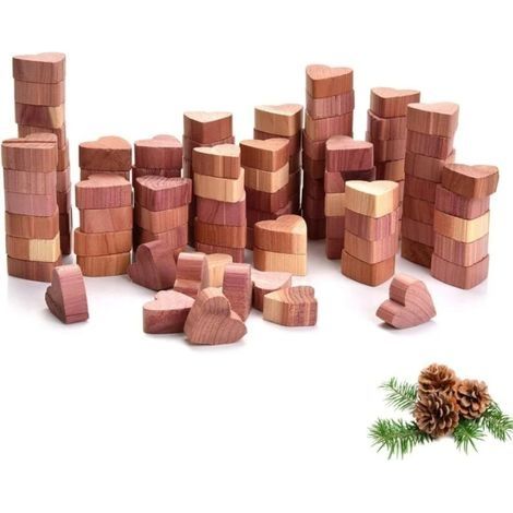 Lot de 100 Anti Mites Bois de Cèdre Anti Mites Textiles Antimites Boules en Bois de Cèdre Curs Naturel sans Produit Chimique, Piège Naturel Contre Les Mites pour Les Armoires, Les Tiroirs (1/5)