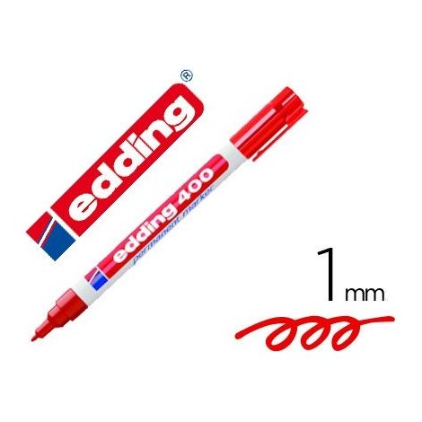 Rotulador edding marcador permanente 400 rojo punta redonda 1 mm (pack de 10 uds.)