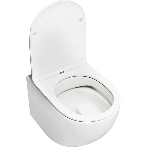 COSTWAY Sanitari Bagno a Muro, Sanitari Bagno Sospeso con Sistema di Doppio Scarico, Meccanismo di Chiusura Ammortizzata e Accessori di Montaggio, Facile da Pulire (1/5)