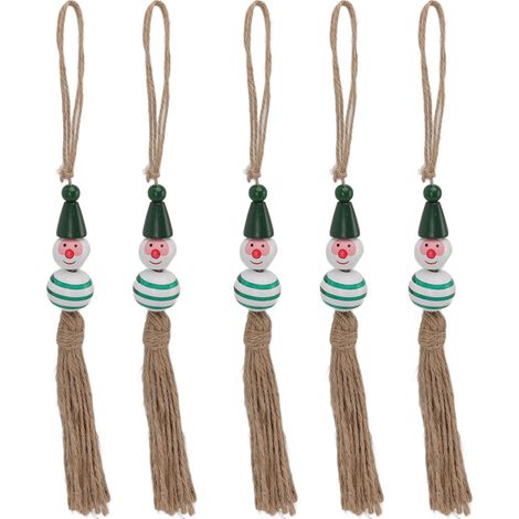 5 Pièces Perles de Noël en Bois Colorées, Boules de Neige Mignonnes pour Sapin, Porte ou Chambre - Type 6 (1/5)