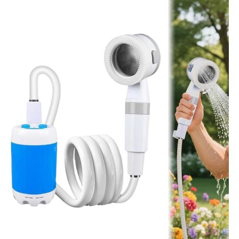 Douche de camping, douche extérieure, douche de camping portable, douche de camping rechargeable, pour la randonnée, le lavage de voiture et le lavage d'animaux-AquaForge (1/5)