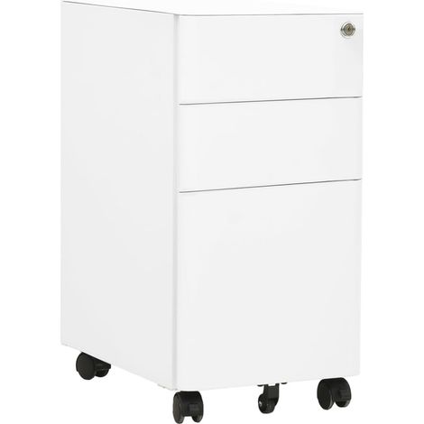 Classeur mobile Meuble de Rangement - Armoire De Bureau Blanc 30x45x59 cm Acier BV416196 - BonneVie (1/5)