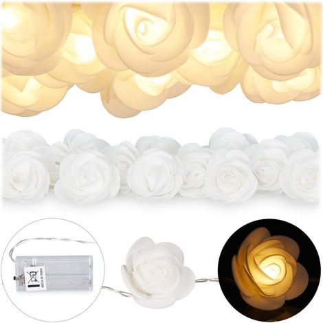 Guirlande Lumineuse, 20 Roses LED, à Piles pour Mariages, St Valentin, lumière Chaude, Blanche, Plastique, Blanc, 4 x 5 x 330 cm (1/5)