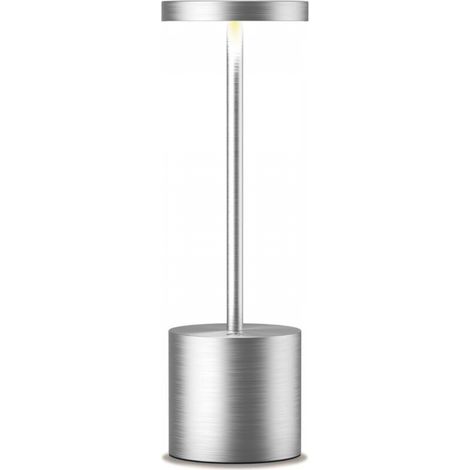 Lampe de table à intensité variable portable, lampe de bureau LED rechargeable, éclairage de table argent sans fil 3 couleurs , sans fil (1/5)