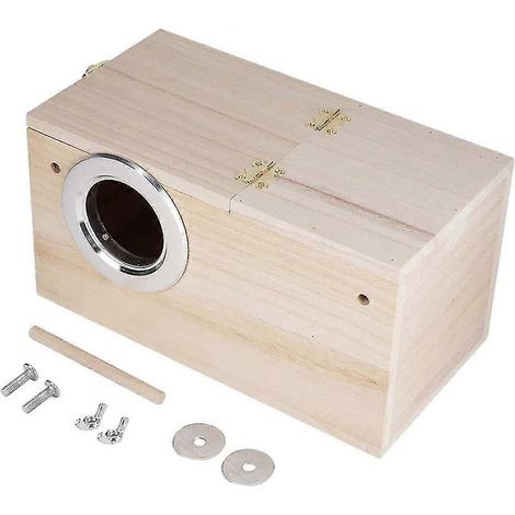Nichoir pour oiseaux. Maisonnettes en bois naturel pour petits oiseaux, idéales pour perruches et pinsons. Cadeau idéal. (1/4)