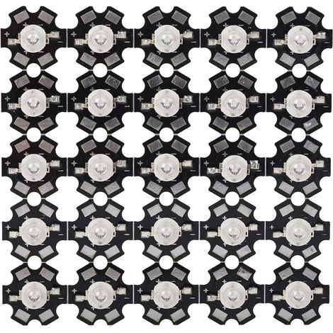 25 pièces 3W LED puce ultraviolette lumière 395nm-400nm lampe UV haute puissance perles diode puces avec base en aluminium (1/5)