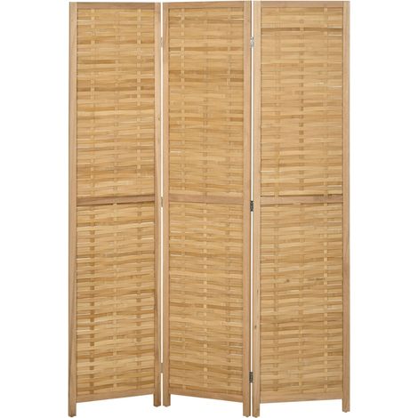 Biombo separador de ambientes, mampara visual plegable de 3 piezas de bambú, 120x170 cm, para salón o dormitorio, natural