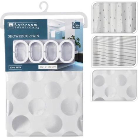 BATH SOLUTIONS cortina baño 180x180 cm peva surtida , CORTINA DUCHA 180X180CM SURTIDA Cortina para ducha 100% PEVA disponible en varios modelos (gotas-lineas-circulos) Medi (1/3)