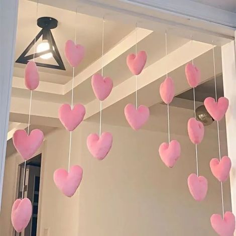 Décorations de porte populaires transfrontalières, rideaux de porte « Love », cloisons, rideaux suspendus, cœurs girly, cœurs rose pêche mignons de style coréen (« Standard 150 grammes », rose clair) (1/5)