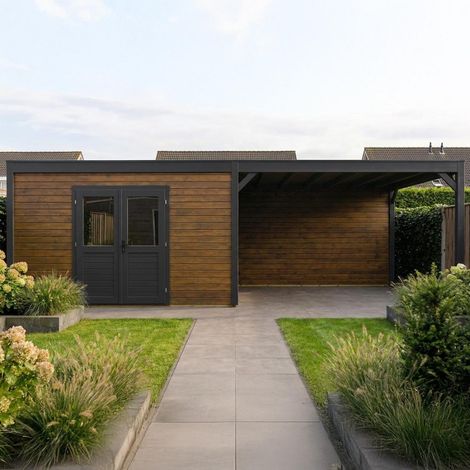 Casetta da giardino in legno Nova 8.06x3.09 m - 24.91 m2 - 28 mm - impregnata - 000107 (1/4)