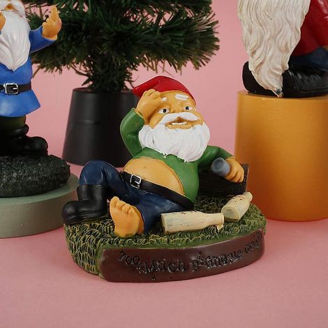 Nain de jardin, décoration de Noël extérieure avec statue de jardin en résine, nain de jardin humoristique (1/5)