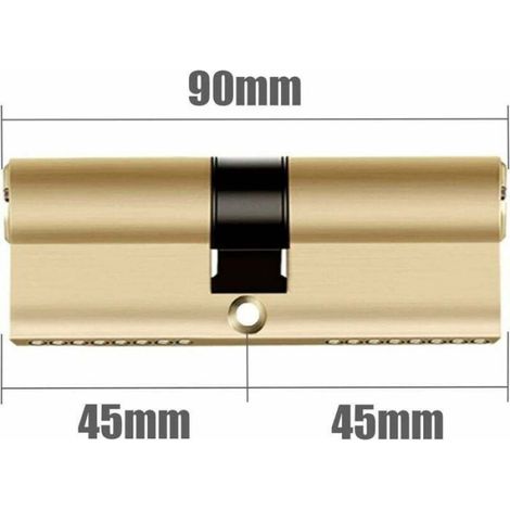 Cylindre double profil - - 90 mm - 8 clés - Laiton - Anti-perçage (1/4)