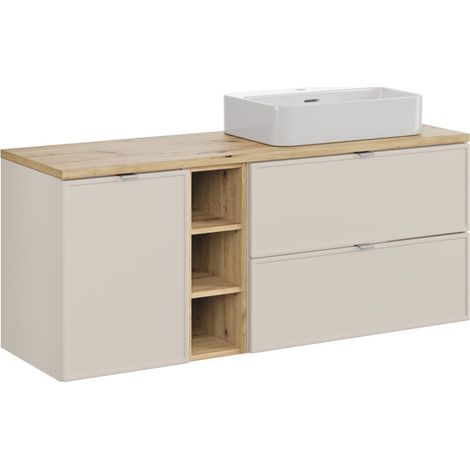 Meuble vasque à poser 140 cm + 3 éléments - Sublima Cashmere Artisan - Livraison gratuite