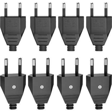 8 Pièces Prise Electrique Male, Fiche Male Prise Electrique 250V 2.5A, Prise Male Plate, Fiche Euro Schuko Fiche D'alimentation Domestique Décorative à Encastrer ou à Remplacer, Prise Electrique Male (1/5)