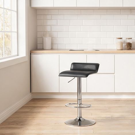Tabouret de bar noir réglable en hauteur 62-84cm pivotant (1/5)