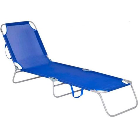 TrAdE Shop Traesio - Lettino In Textilene Blu Per Mare Giardino Schienale Regolabile In 3 Posizioni 281045 - (1/5)