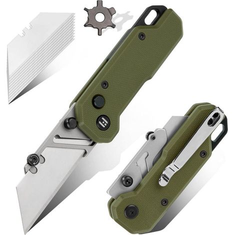 Klappmesser mit 6CM SK2-Klinge, G10-Griff, 10 Ersatzklingen, olivgrün