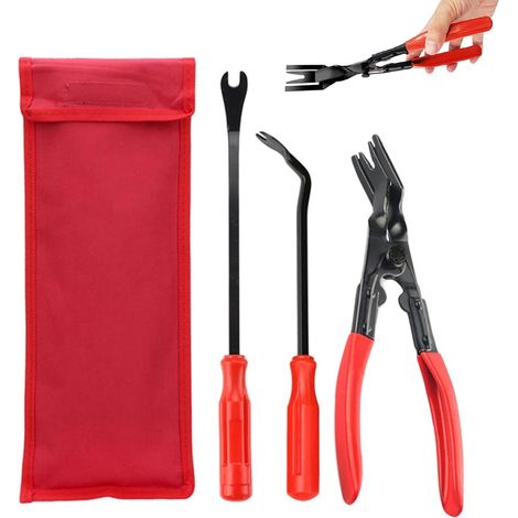 Pince a Degrafer Set, Pinces à Riveter en Plastique, Outil de Rivetage Retirer Les Clips Panneau, Voiture Ensemble D'outils, 3 Pièces, avec 1 Sac Rangement - (1/5)