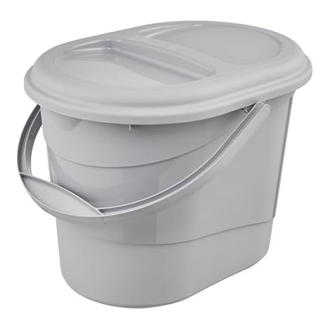 KEEEPER SEAU OVALE AVEC COUVERCLE ECO GRIS PIERRE 37 X 29,5 X 27,5 CM GAMME ELSA ECO KEE1208