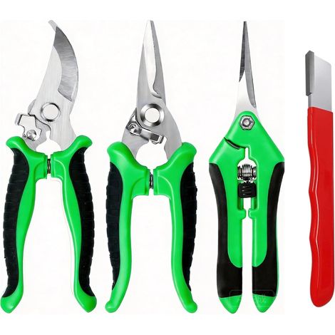Secateur de Jardin, 4PCS Sécateurs et Ciseaux de Jardinage, Coupe Branche Sécateur Léger Ergonomiques à Main, Cisaille de Jardin pour Plante, Fleurs, Branches, Roses, Bonsai, Fruit (1/5)
