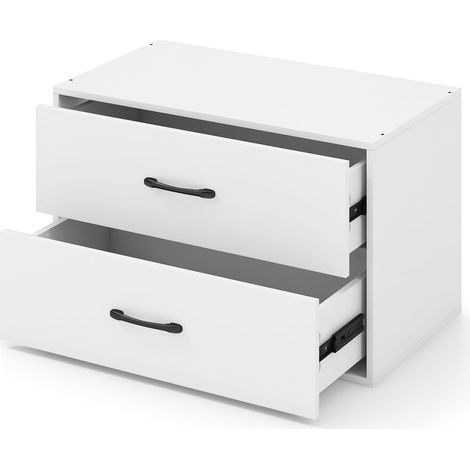 Goplus – Commode empilable à 2 tiroirs – Rangement en bois d'ingénierie – Dimensions 60x34x38cm – Dispositifs anti-basculement – Surface facile à nettoyer (1/5)