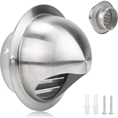 100mm Stainless Steel Round Air Vent Grille Extractor Grille Weather Protection Grille with Integrated Insect Grille (1/5)