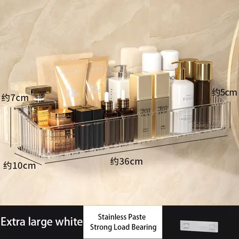(blanc A) Étagère de rangement pour salle de bain, sans perçage, pour toilettes, étagère murale pour produits cosmétiques (1/5)